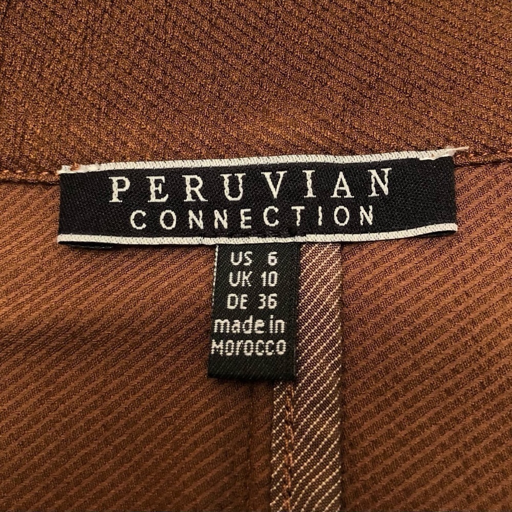 Peruvian Connection Brown Stretch Asymetrical Zip… - image 8
